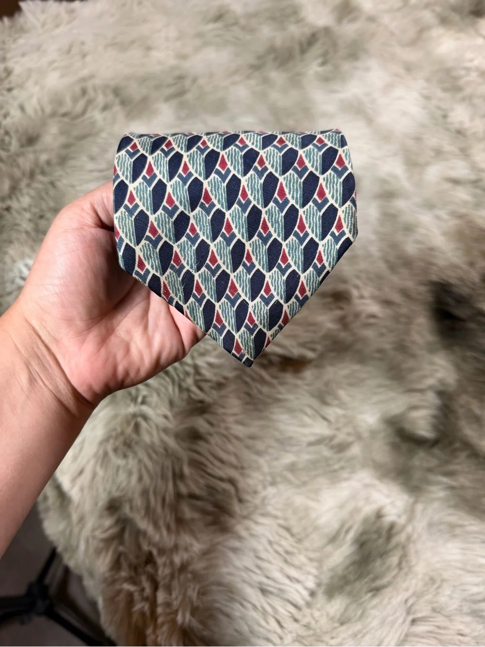 Vintage Oscar De La Renta Couture Geometric Pattern Silk Men's Tie